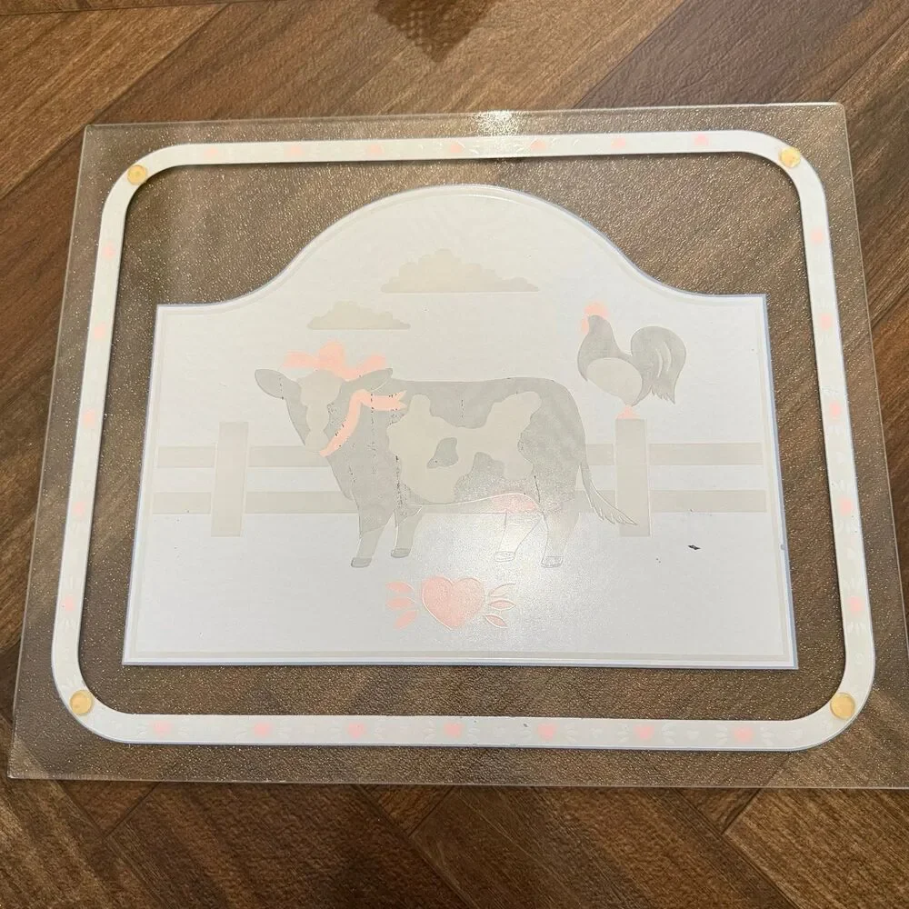 Vintage Holstein Cows Country Hearts 15”x18” Textured Glass Cutting Board